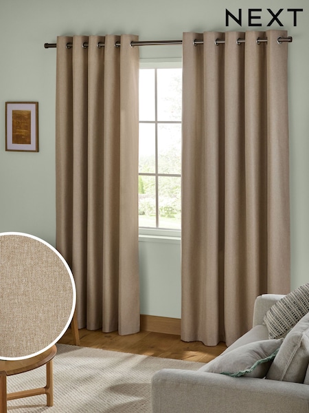Natural Soft Marl Lined Eyelet Curtains (F00781) | €33 - €100