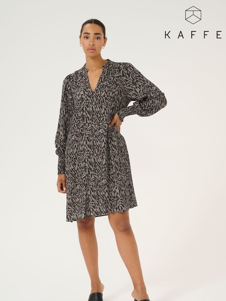 Black Dark - Kaffe Loose Fit Kamathilde V-notch Neck Dress
