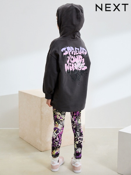 Grafitti Charcoal Grey Graphic Print Hoodie Leggings Set (3-16yrs) (F01208) | €30 - €39