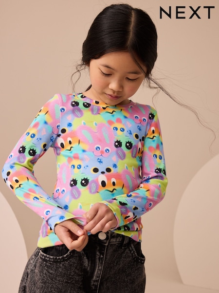 Multicolor con personajes - Long Sleeve Ribbed Top (3-16yrs) (F01212) | 8 € - 12 €