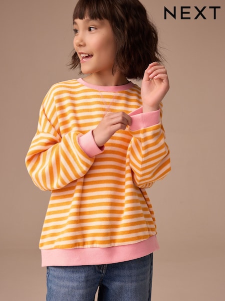 Orange/Pink Oversized Cosy Rib Sweatshirt (3-16yrs) (F01224) | €14 - €18