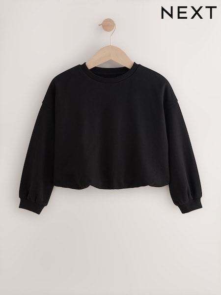 Black Boxy Bubble Hem Sweatshirt (3-16yrs) (F01225) | €9 - €13