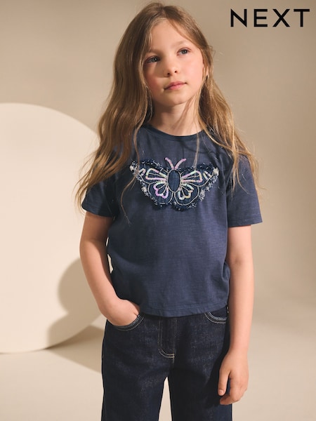 Azul - Sequin Butterfly Print T-Shirt (3-12yrs) (F01239) | 17 € - 24 €