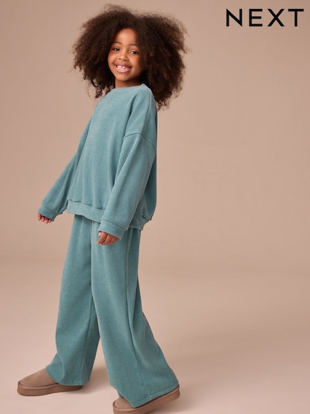 Teal Blue Cord Long Sleeve Set (3-16yrs) (F01251) | 119 QAR - 148 QAR