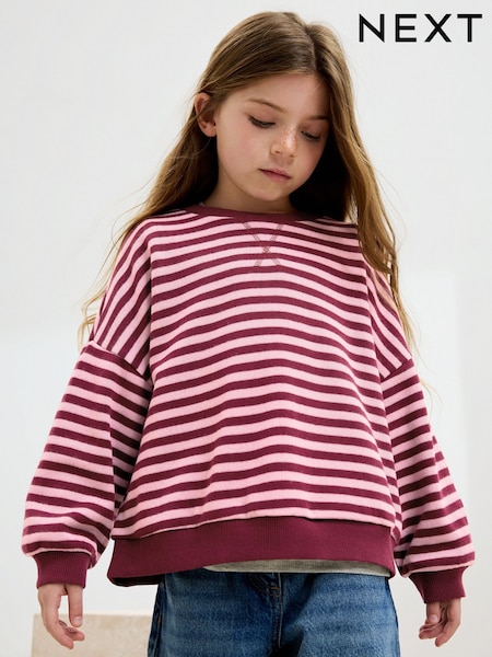 Pink/Plum Oversized Cosy Rib Sweatshirt (3-16yrs) (F01279) | AED46 - AED61