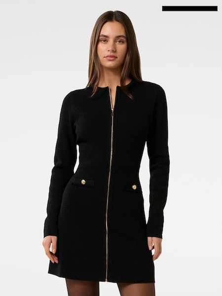 Forever New Black Dani Long Sleeves Zip Detail Mini Dress (F01316) | €87