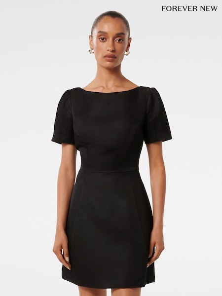 Forever New Petite Simone Bow Back Mini Dress with a Touch of Linen (F01319) | 573 LEI
