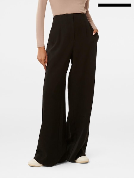 Forever New Black Freya Petite High Waist Wide Leg Trousers (F01320) | €77