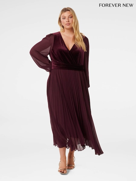 Forever New Margaret Curve Velvet Midi Dress (F01321) | 781 LEI