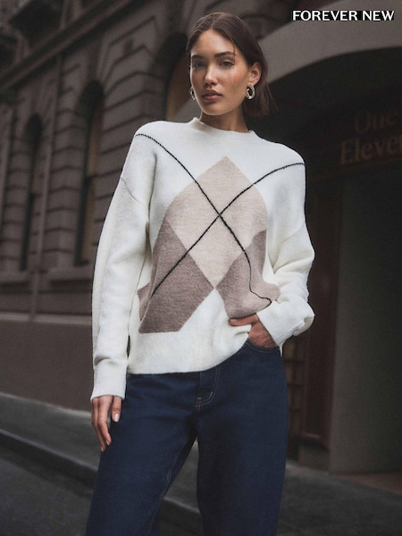 Forever New Natural Emma Argyle Knit Jumper (F01322) | €49
