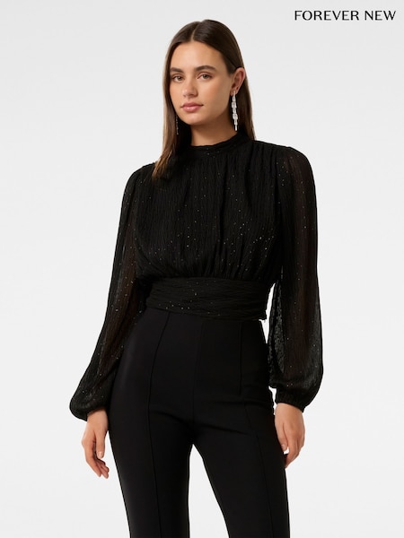 Forever New Black Macy Metallic Top (F01335) | €34