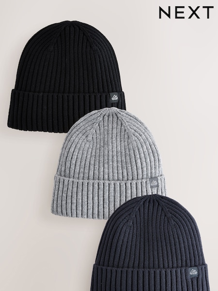 Темно-синий/черный - Knitted Beanie Hats 3 Pack (1-16yrs) (F01408) | €23 - €27