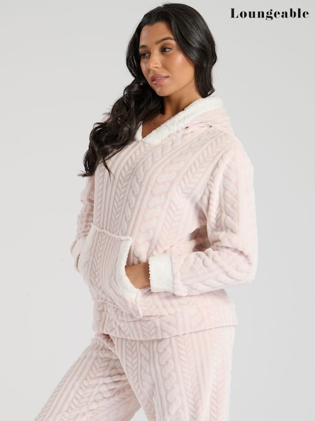 Loungeable Cable Cut Luxury Fleece Hooded Ears Twosie Fleece (F01411) | €18