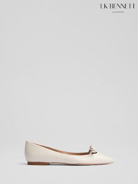 LK Bennett Lynne Nappa Leather Mini Bow Flat (F01491) | €303