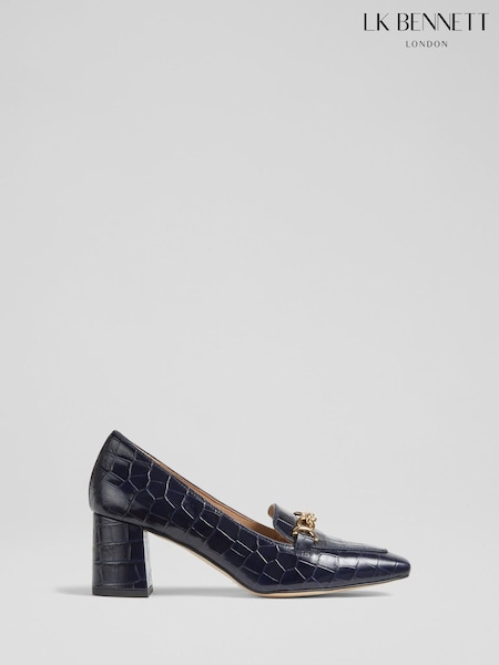 LK Bennett Blue Johanna Trim Block Loafers (F01502) | 1,480 QAR