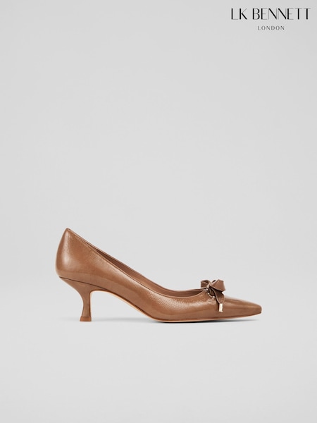 LK Bennett Natural Alma Crinkled Patent Eyelet Bow Courts (F01507) | ₪1,504