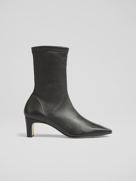 LK Bennett Black Marcia Nappa Stretch Leather Stretch Ankle Boots (F01510) | €529