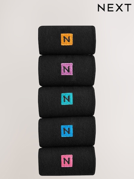 Black Bold Multicolour Logo 5 Pack Embroidered Lasting Fresh Socks (F01512) | €17