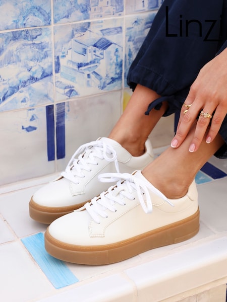 Linzi Blanca Lace-Up Flatform Trainers (F01544) | €56