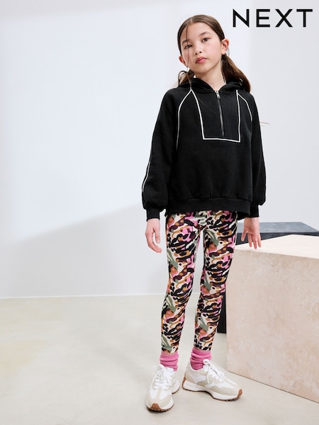 Black and Animal Hoodie and Sport Leggings Set (3-16yrs) (F01801) | €32 - €41