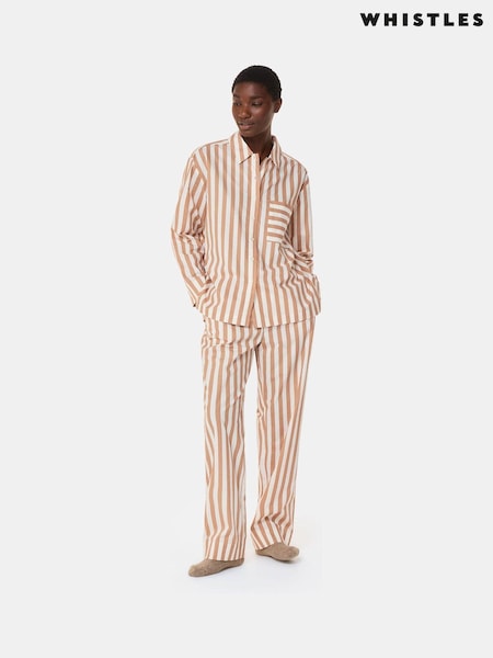 Whistles White Stripe 100% Cotton Pyjamas Shirt (F01852) | AED344
