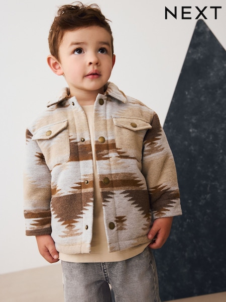 Grau/Braun - Borg Lined Pattern Shacket (3mths-7yrs) (F01853) | 31 € - 34 €