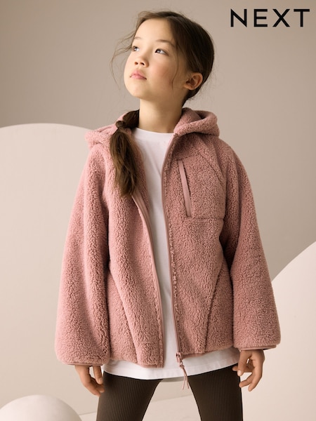 Pink Hooded Zip Borg Fleece Jacket (3-16yrs) (F01912) | €26 - €33
