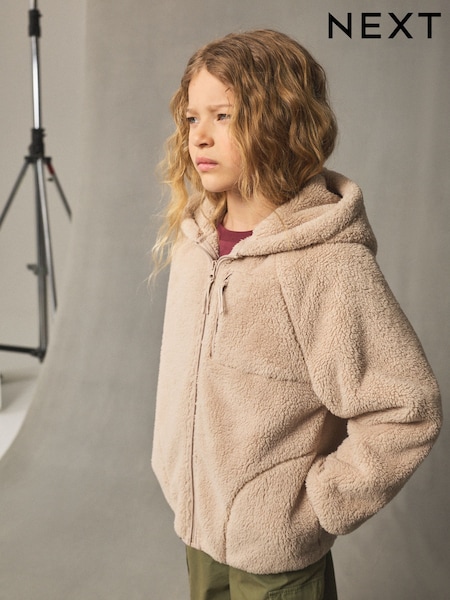 Neutral Hooded Zip Borg Fleece Jacket (3-16yrs) (F01913) | €26 - €33