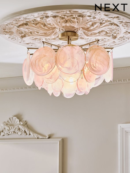 Pink Claremont Flush Ceiling Light (F01966) | €344