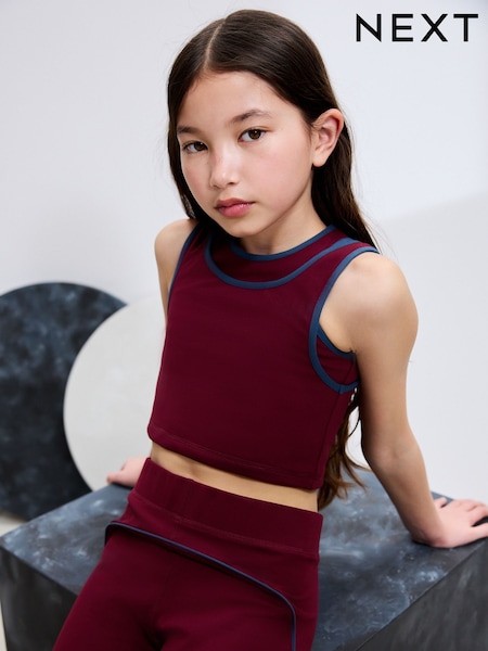 Burgundy Red Sports Crop Top (5-16yrs) (F02005) | AED58 - AED84
