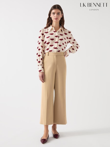 LK Bennett Brown Joel Twill Button Waist Trousers (F02019) | ₪1,001
