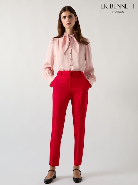 LK Bennett Red Mya Red Twill Single Breasted Trousers (F02022) | R$ 1,965
