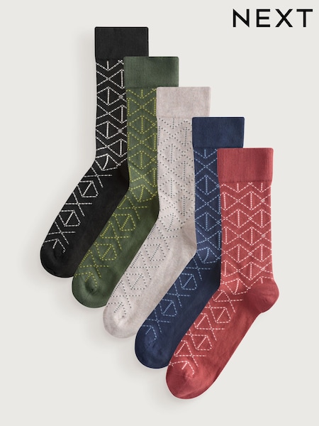 Red/Blue/Green - Шкарпетки з візерунком 5 Pack (F02056) | 520 грн