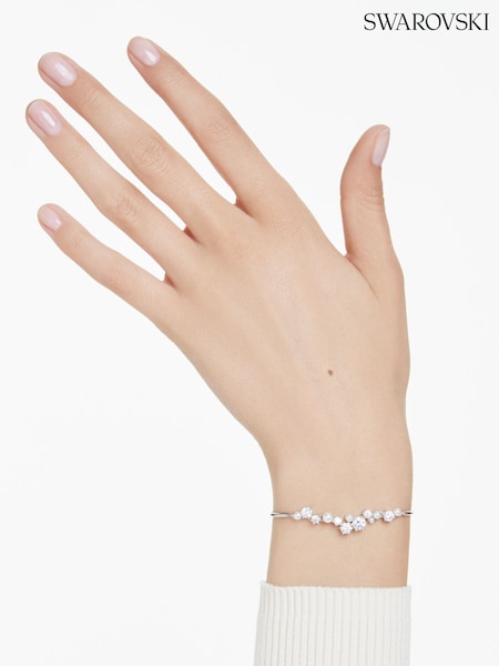 Swarovski Rhodium Plated Crystal Pearl Constella Bangle (F02059) | kr2 930