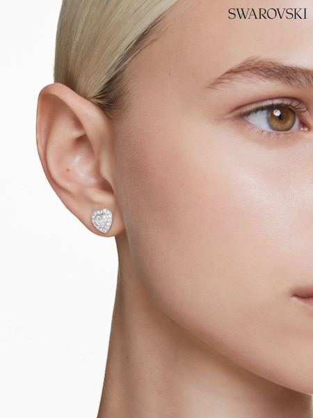 Swarovski Silver Tone x Ariana Grande Rhodium Plated Heart Stud Earrings (F02067) | €152