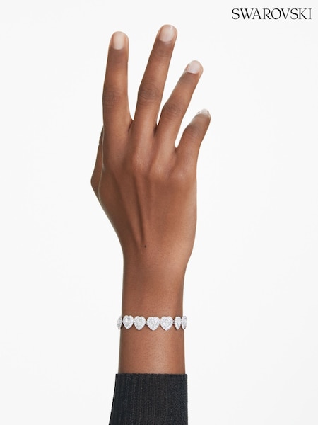 Swarovski Silver Tone x Ariana Grande Rhodium Plated Heart Tennis Bracelet (F02072) | €264