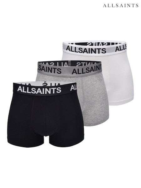 أبيض/أسود - AllSaints Cotton Boxers 3 Pack (F02187) | ‏227 د.إ.‏