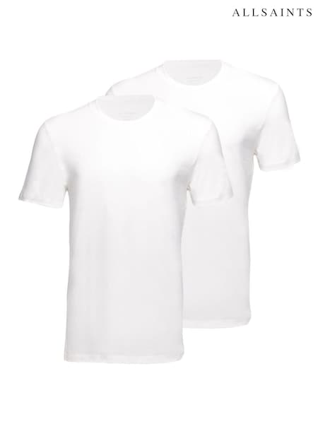 Blanco - AllSaints 100% Cotton Crew Neck T-Shirts 2 Pack (F02191) | 55 €