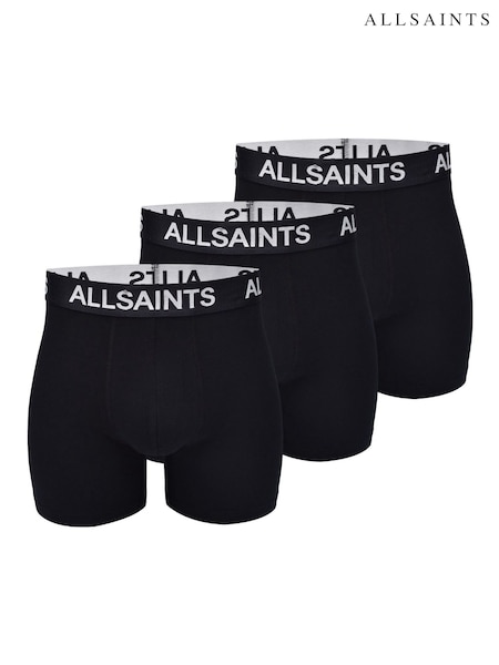 AllSaints Black Cotton Boxers (Contour Pouch) 3 Pack (F02194) | €56