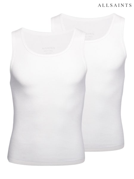 Blanco - AllSaints Ribbed 100% Cotton Tanks 2 Pack (F02196) | 55 €
