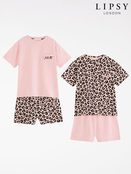 Lipsy Printed Jersey Cotton Pyjamas 2 Pack (5-16yrs) (F02203) | €40 - €61