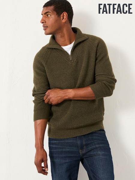 Verde cáqui - FatFace Half Neck Knitted Jumper (F02218) | R$ 585