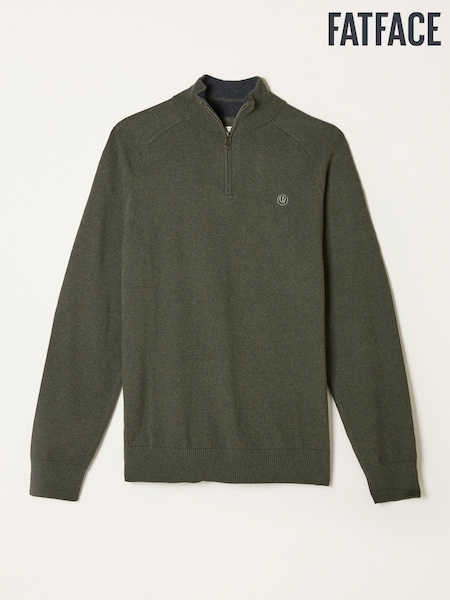 Verde escuro - FatFace Half Neck Knitted Jumper (F02220) | R$ 490
