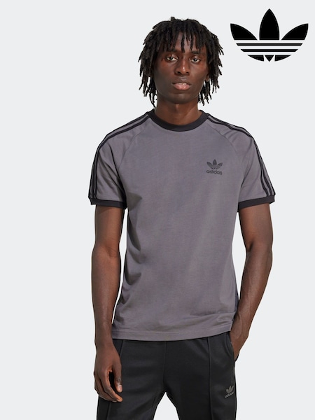 adidas Grey Dark Adicolor Classics 3-Stripes 100% Cotton T-Shirt (F02410) | €37