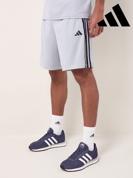 adidas Grey Train Essentials Piqué 3-Stripes Training Shorts (F02415) | R$ 225