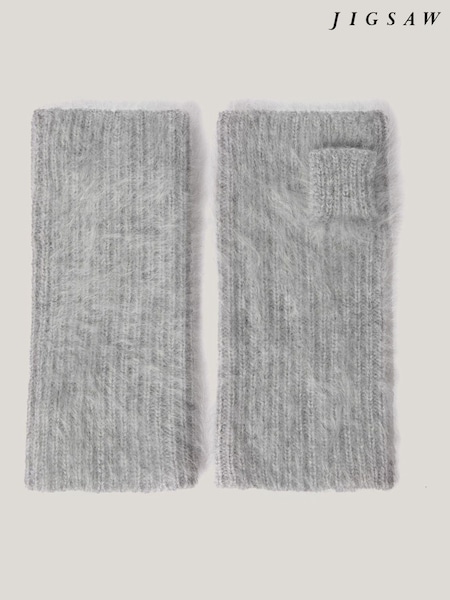Jigsaw Grey Halo Cashmere Winter Mittens (F02453) | €54