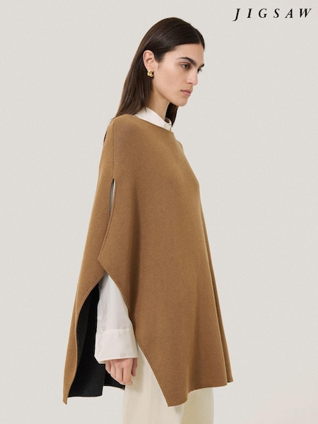 Jigsaw Brown Double Face Knit Poncho (F02459) | ₪498
