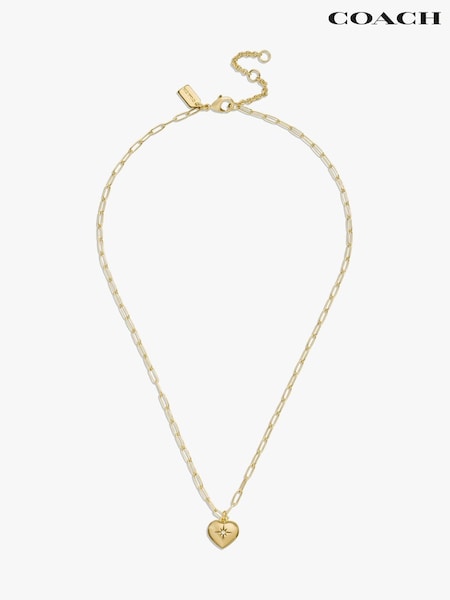 COACH Gold Tone Iconic Heart Pendant Necklace (F02497) | €136