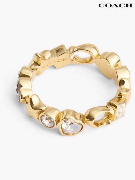COACH Gold Tone Star Heart Mix Band Ring (F02503) | €107