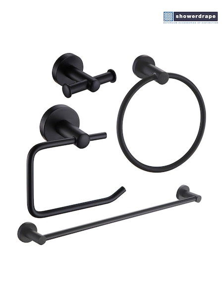 Showerdrape Set of 4 Modernity Robe Hook Toilet Roll Ring (F02538) | 94 €